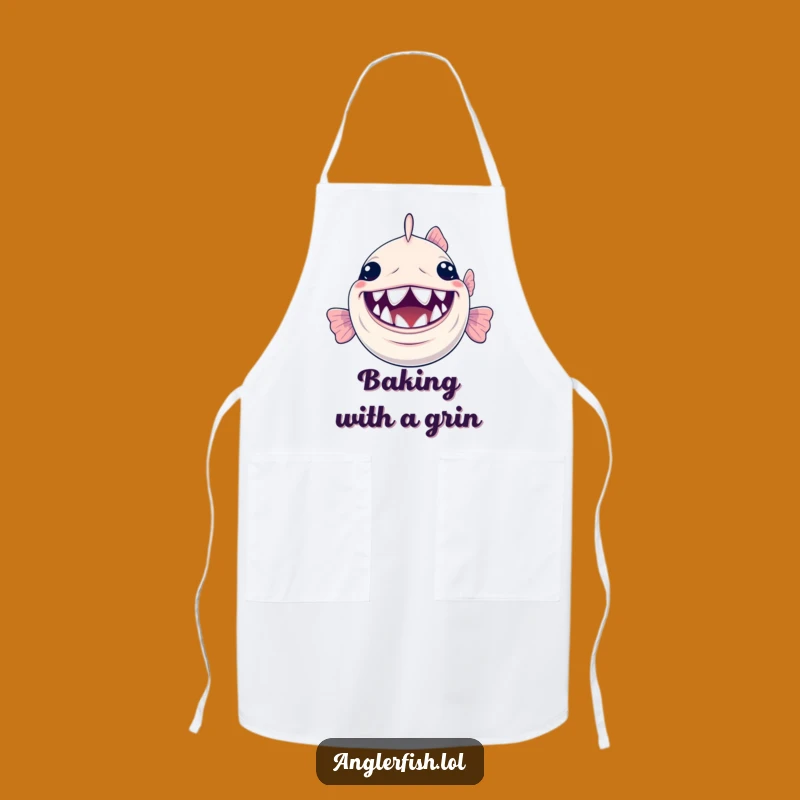 Funny Anglerfish Grinning Apron: Chef's Tiny Teeth Fun Gift