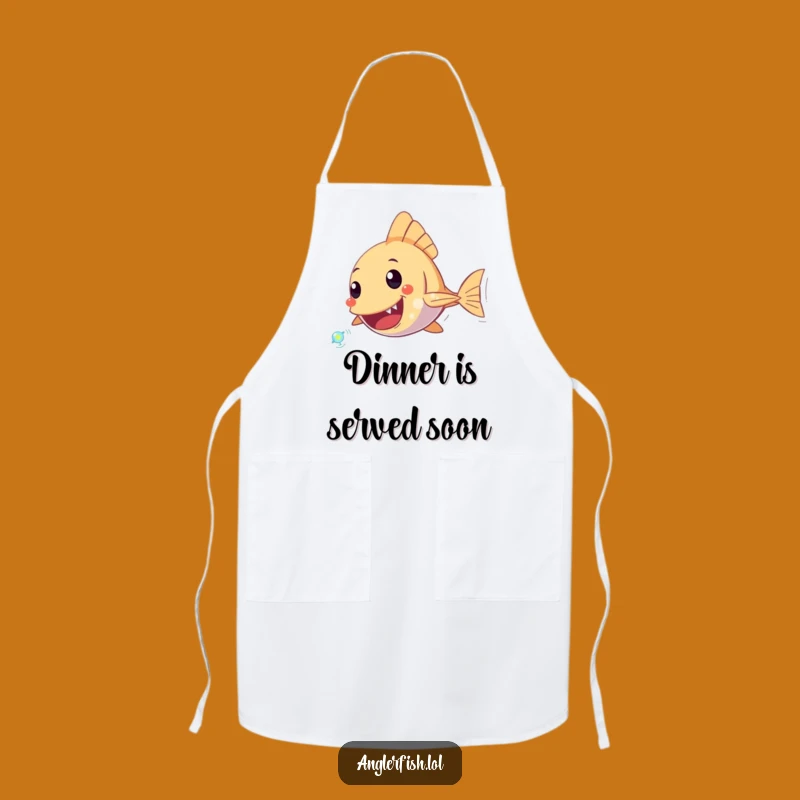 Funny Anglerfish Plankton Apron: Underwater Chase Design for Kitchen Fun