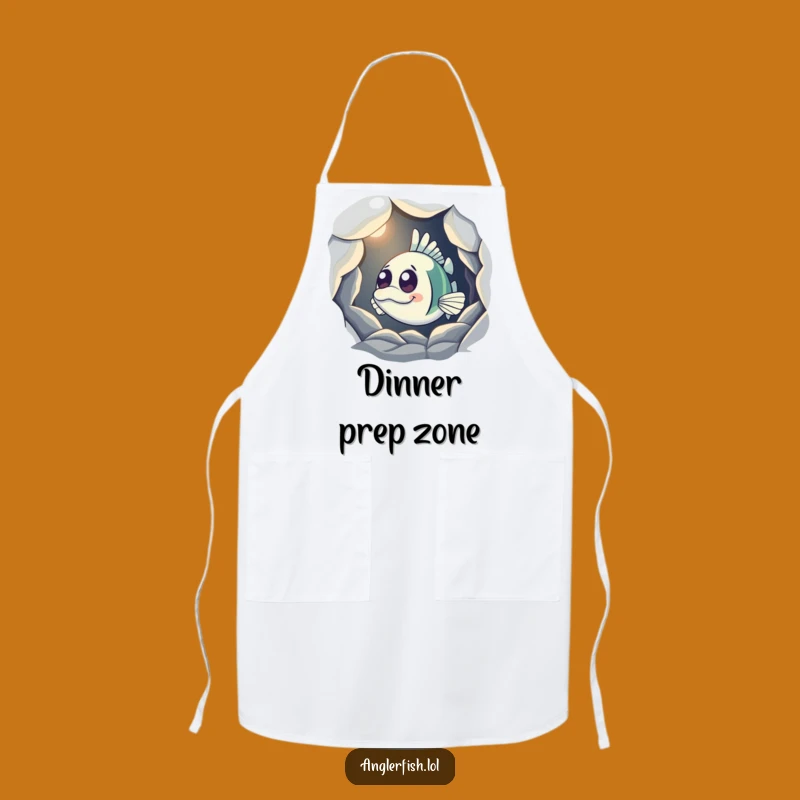 Funny Anglerfish Cave Apron: Curious Light Design for Kitchen Mystery