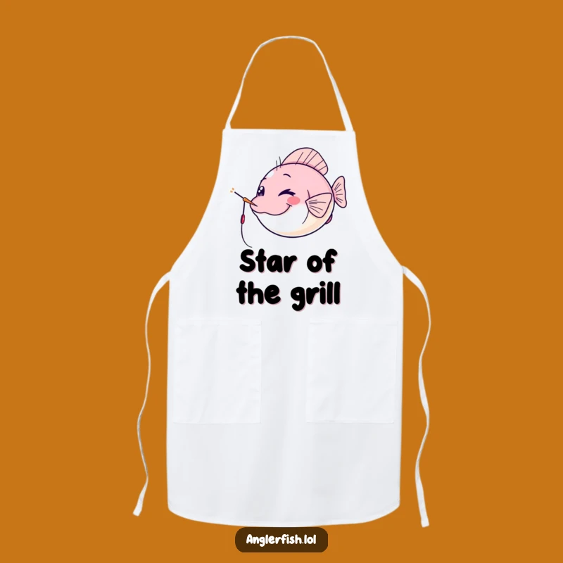 Funny Kawaii Anglerfish Apron: Cheeky Wink, Lure Spotlight, Kitchen Funny Gift