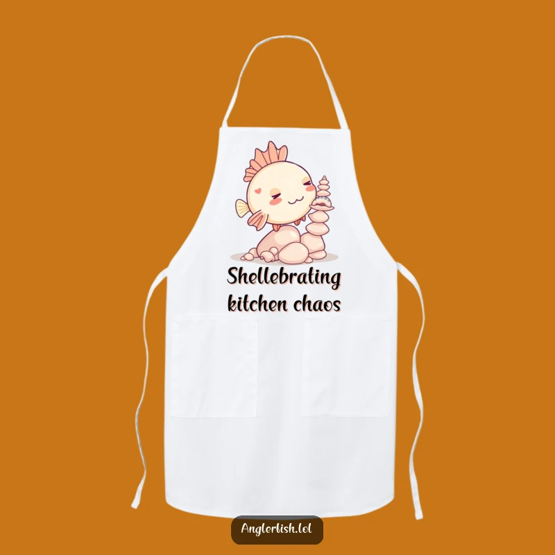 Funny Kawaii Anglerfish Seashell Balancing Apron, Kitchen Humor Hilarious Cook Gift