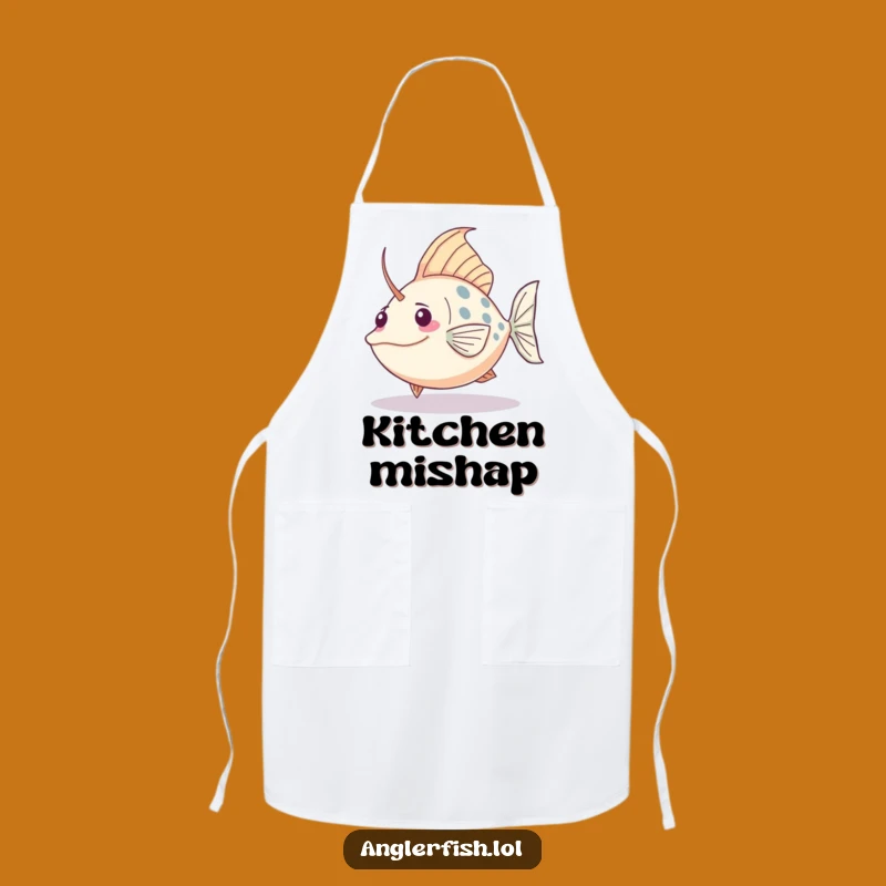 Funny Kawaii Anglerfish Tripping Apron, Kitchen Chaos, Humorous Gift