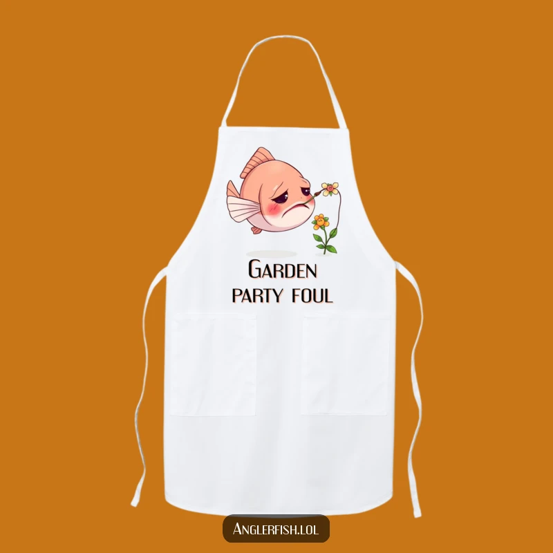 Funny Confused Anglerfish Apron: Hilarious Kitchen Wear for Bloom-Loving Chefs