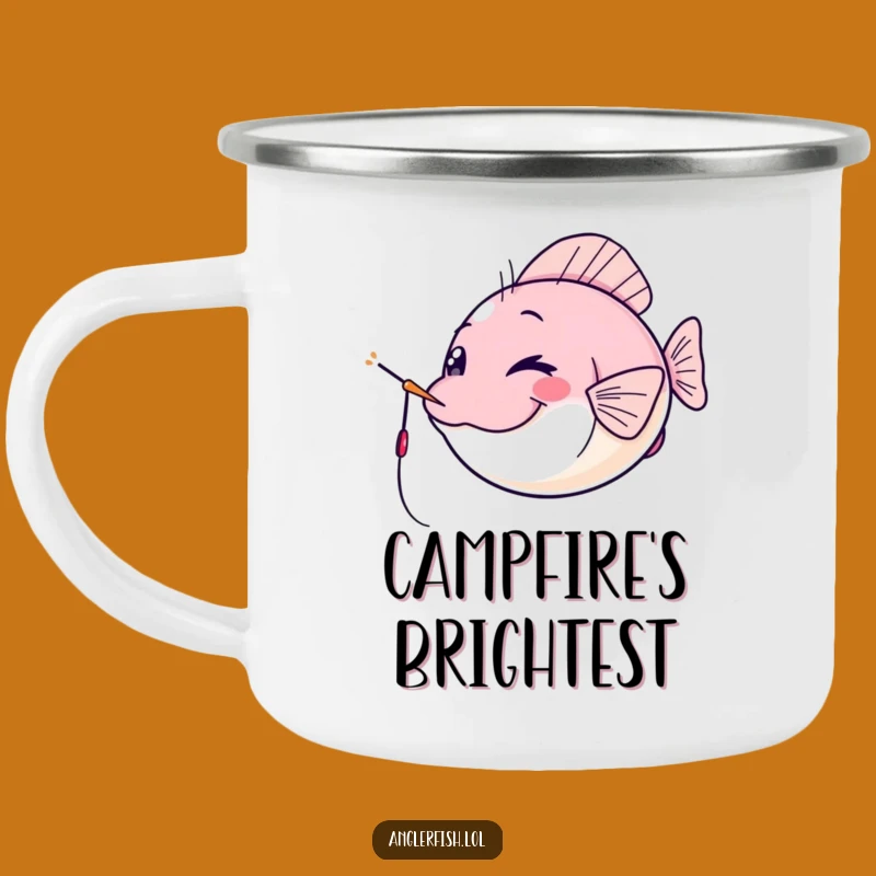 Funny Kawaii Anglerfish Camping Mug: Cheeky Wink, Lure Spotlight, Outdoor Funny Gift