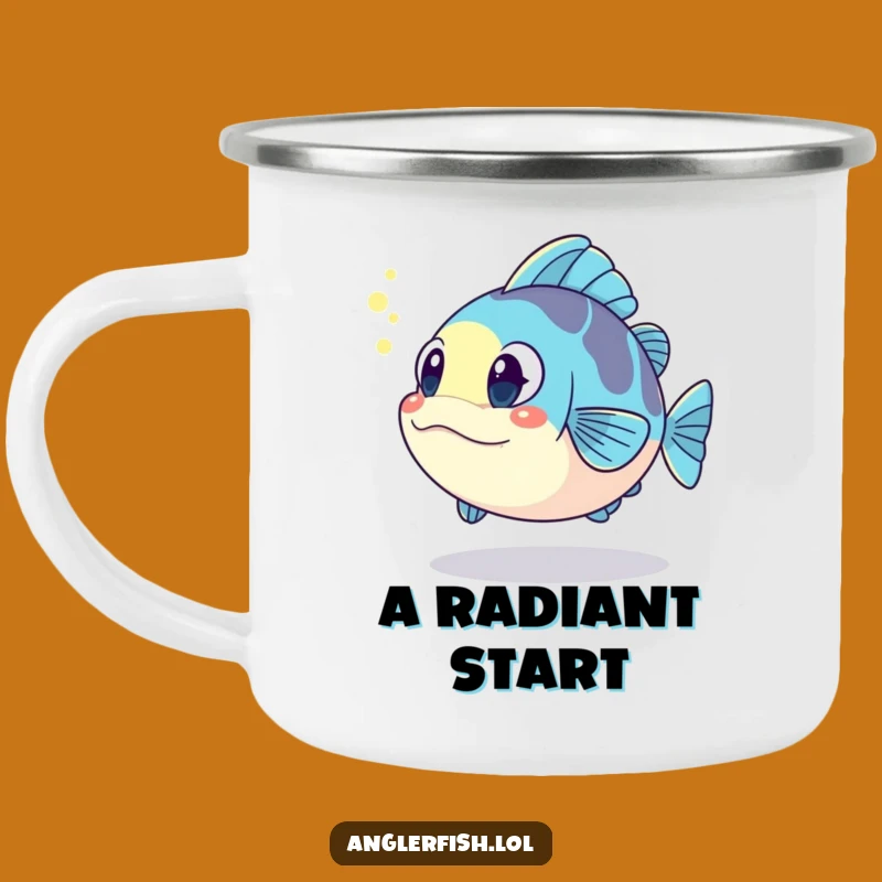 Funny Kawaii Anglerfish Camping Mug: Surprised by Reflection, Outdoor Funny Gift