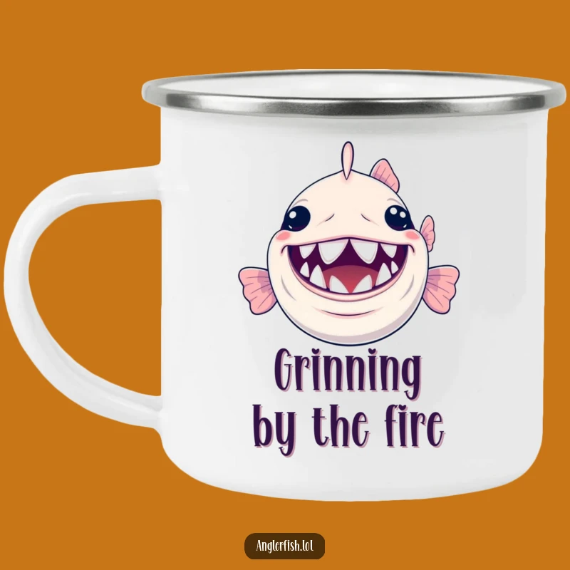 Funny Anglerfish Smile Campfire Mug: Tiny Teeth Adventure Gift