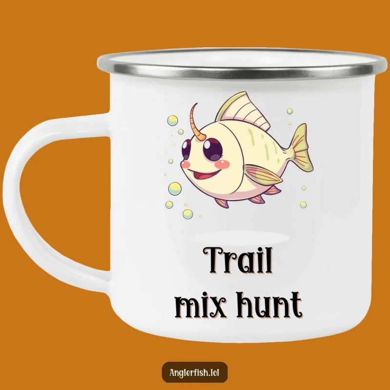 Funny Kawaii Anglerfish Camping Mug: Joyful Explorer, Rugged Funny Gift