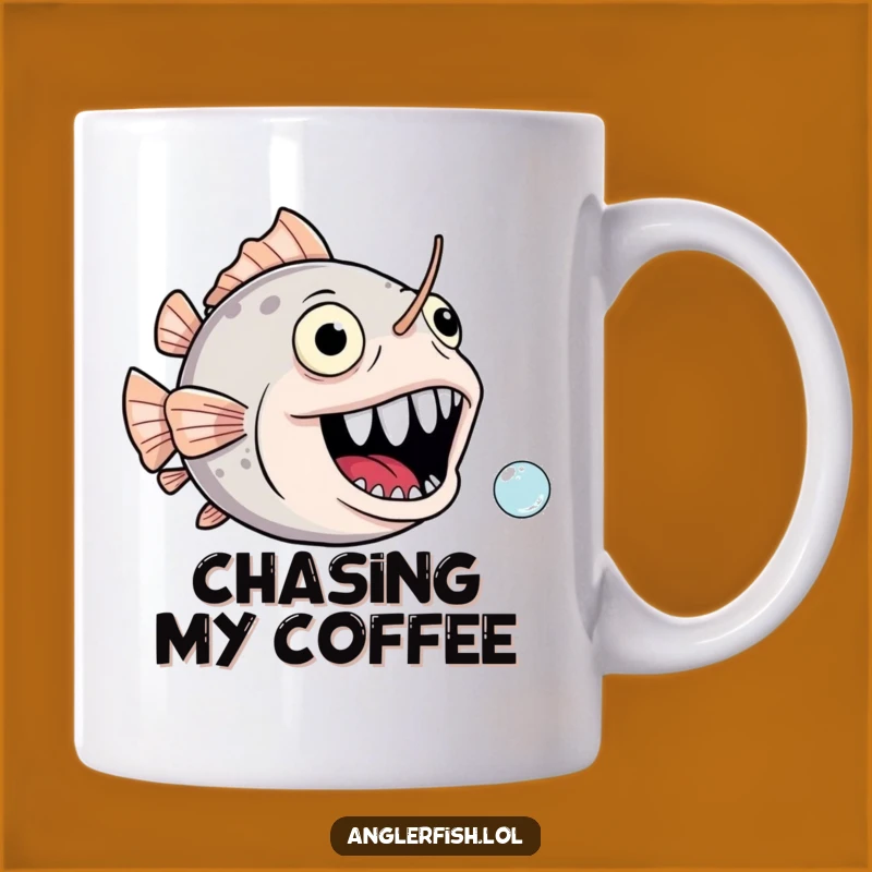 Funny Anglerfish Bubble Chase Mug: Joyful Mouth Design, Hilarious Gift Idea