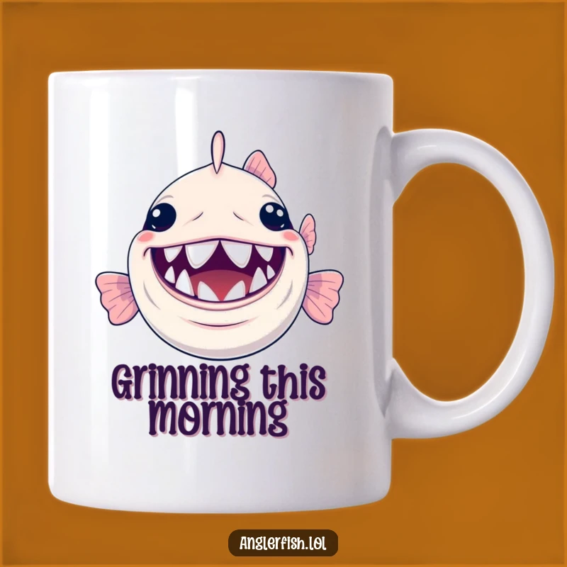 Funny Grinning Anglerfish Mug: Happy Deep Sea Smile Gift