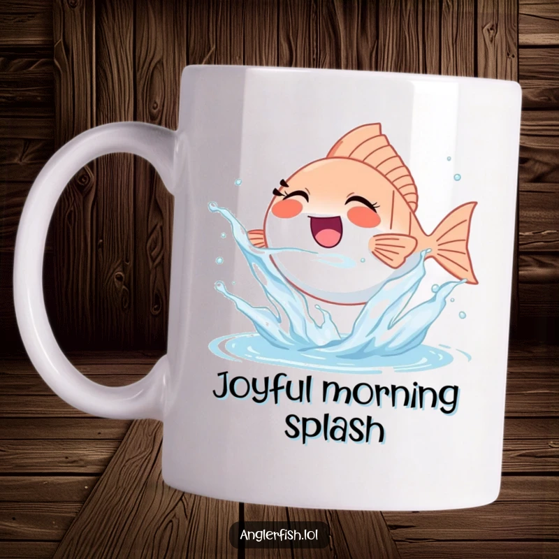 Funny tiny anglerfish character splashing water with pure, unadulterated joy and playful energy.