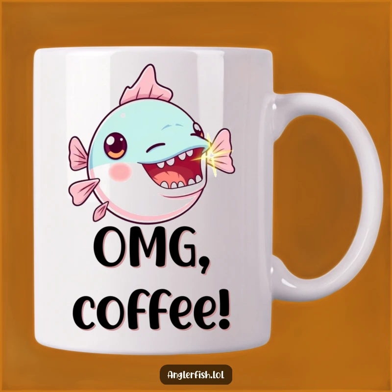 Funny Kawaii Anglerfish Mug: Bright Light Gasp, Hilarious Deep-Sea Funny Gift