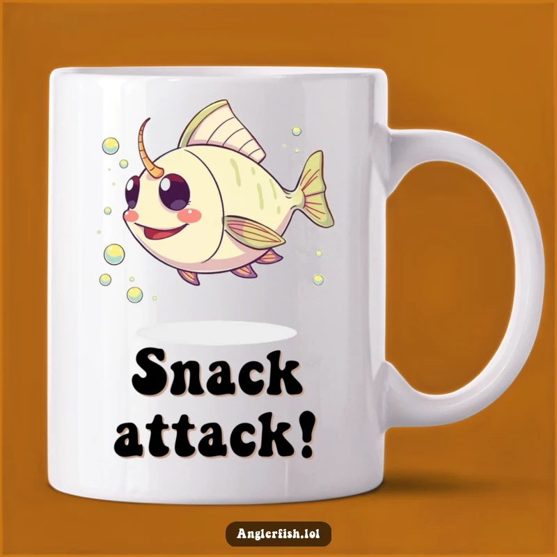 Funny Kawaii Anglerfish Mug: Joyful Plankton Chase, Delightful Funny Gift