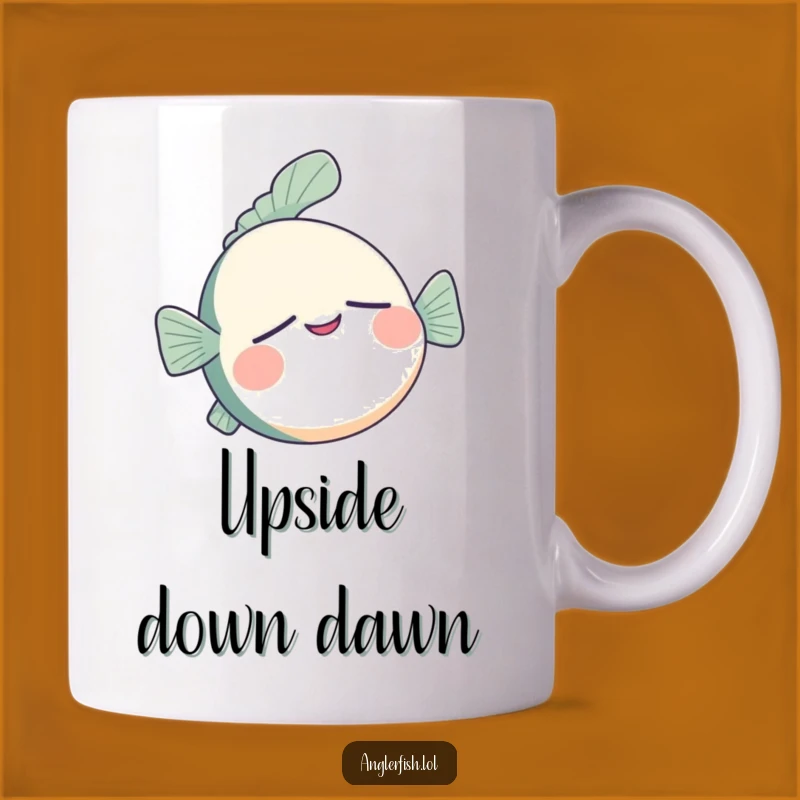 Funny Sleepy Anglerfish Mug - Upside Down Contentment, Perfect Funny Gift