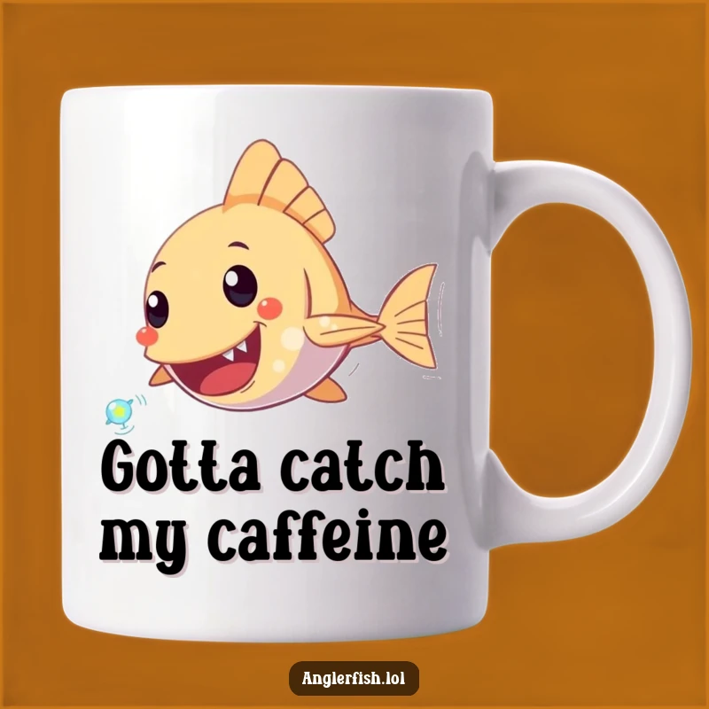 Funny Anglerfish Chasing Plankton Mug: Exciting Underwater Adventure Gift