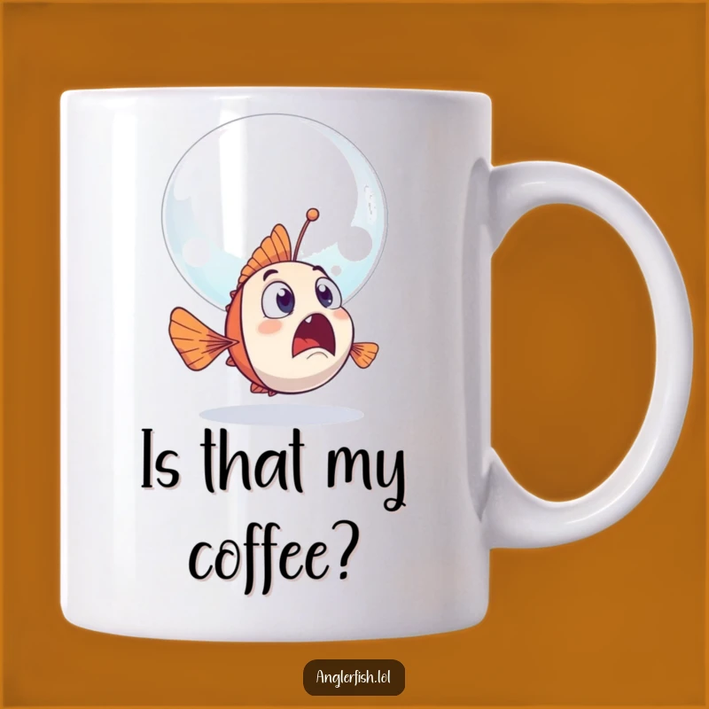 Funny Anglerfish Mug: Surprised Bubble Encounter Gift