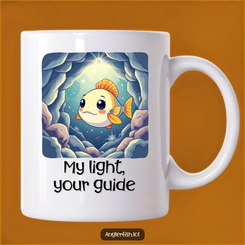 Funny Curious Anglerfish Cavern Mug: A Mysterious and Humorous Gift for Explorers