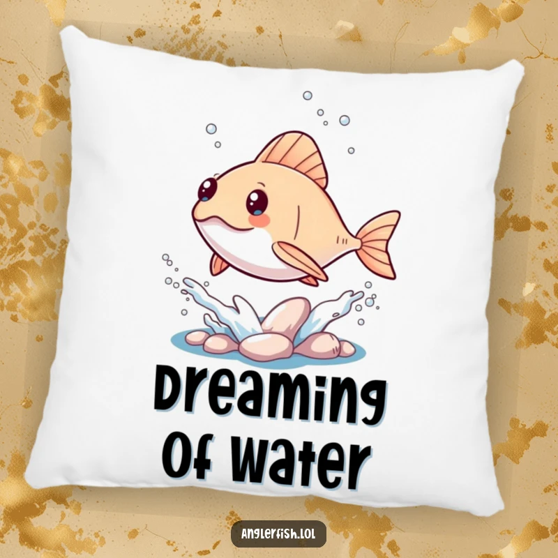 Funny Kawaii Anglerfish Pillow: A plush pillow featuring a kawaii anglerfish joyfully leaping out of the water, creating a splash.