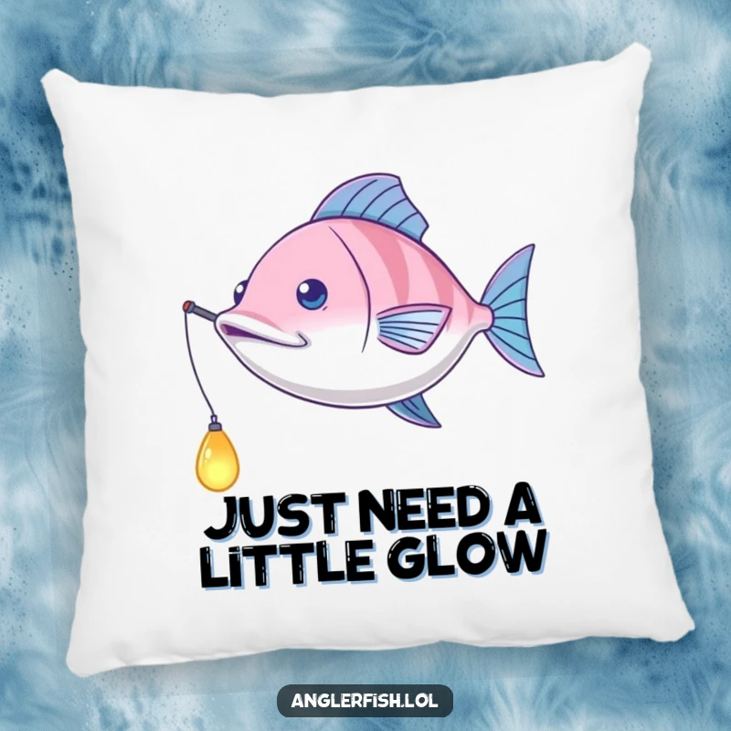 Funny Anglerfish Pillow: A soft pillow featuring a cute anglerfish playfully swinging its bioluminescent lure like a tiny pendulum.