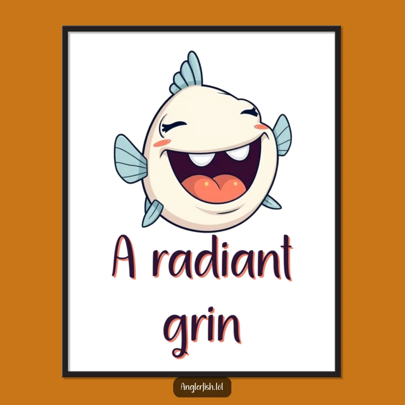 Funny Anglerfish Laughing Digital Art - Wide Open Mouth, Humorous Gift for Decor