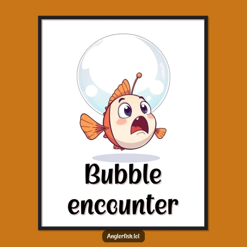 Funny Anglerfish Digital Art: Surprising Bubble Art Print, Gift