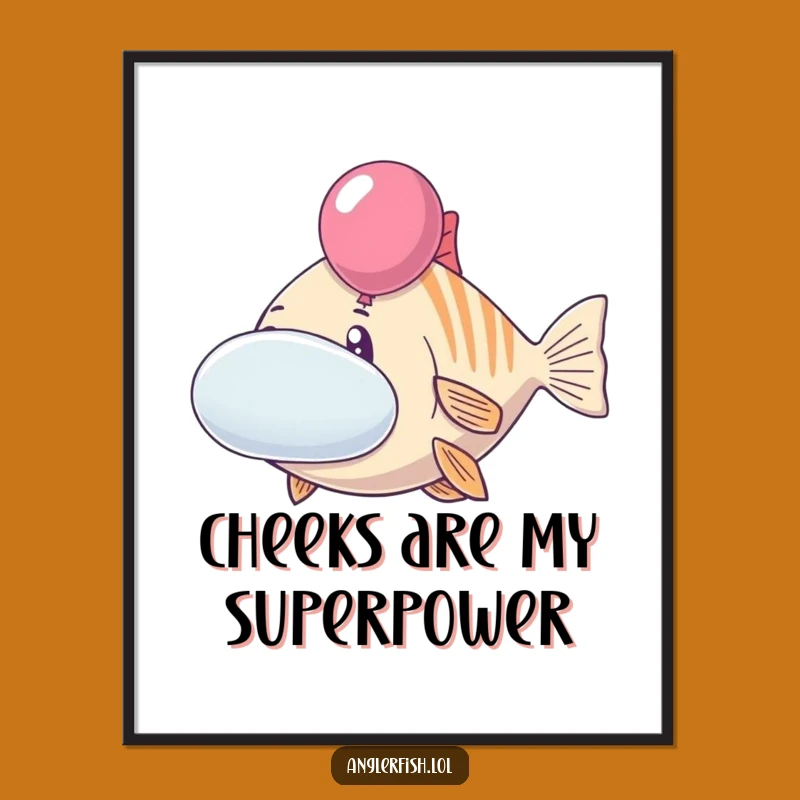 Funny Anglerfish Digital Art: Cheerful Balloon Cheeks – Instant Funny Gift Download