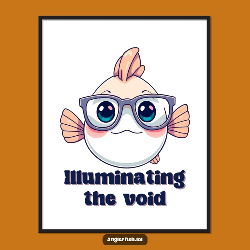 Funny Anglerfish Digital Art - Intellectual Glasses, Quirky Humorous Gift for Home Decor