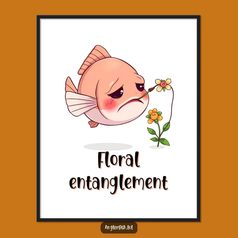 Funny Confused Anglerfish Digital Art: Whimsical Deep Sea Print