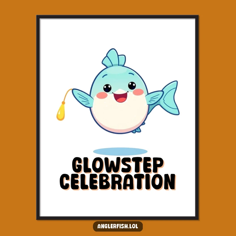 Funny Kawaii Anglerfish Digital Print: Happy Dance, Instant Joyful Art