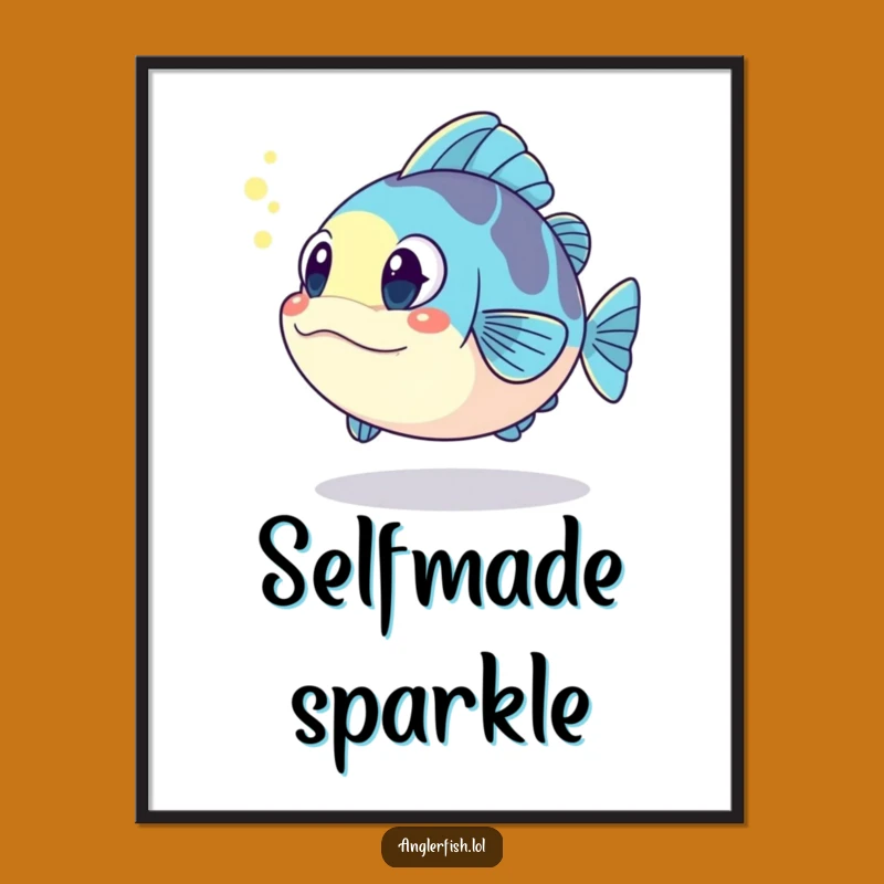 Funny Kawaii Anglerfish Digital Print: Surprised Reflection, Instant Funny Art