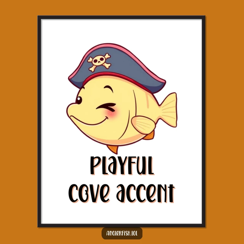 Funny Pirate Anglerfish Digital Art - Winking Playful Print, Instant Funny Gift