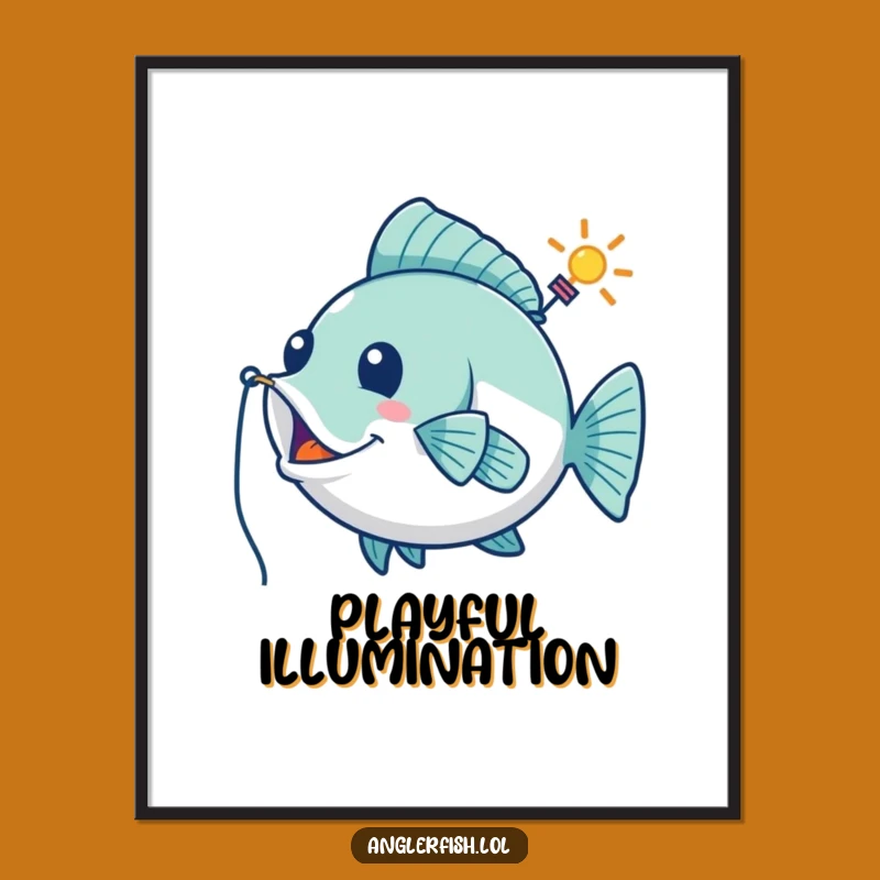 Funny Playful Anglerfish Digital Art: Whimsical Beacon Print