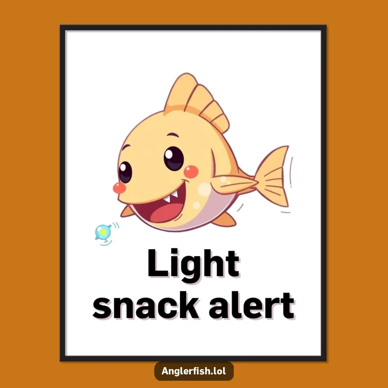 Funny Anglerfish Plankton Chase Digital Art: Exciting Underwater Print