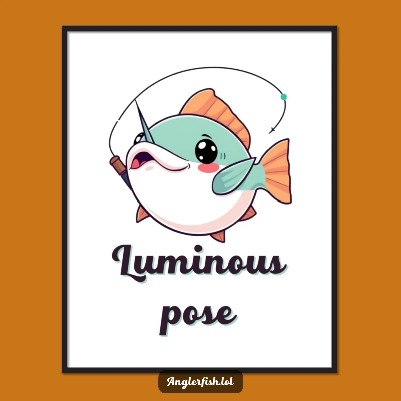 Funny Kawaii Anglerfish Digital Print: Dramatic Pose Hero, Instant Funny Gift