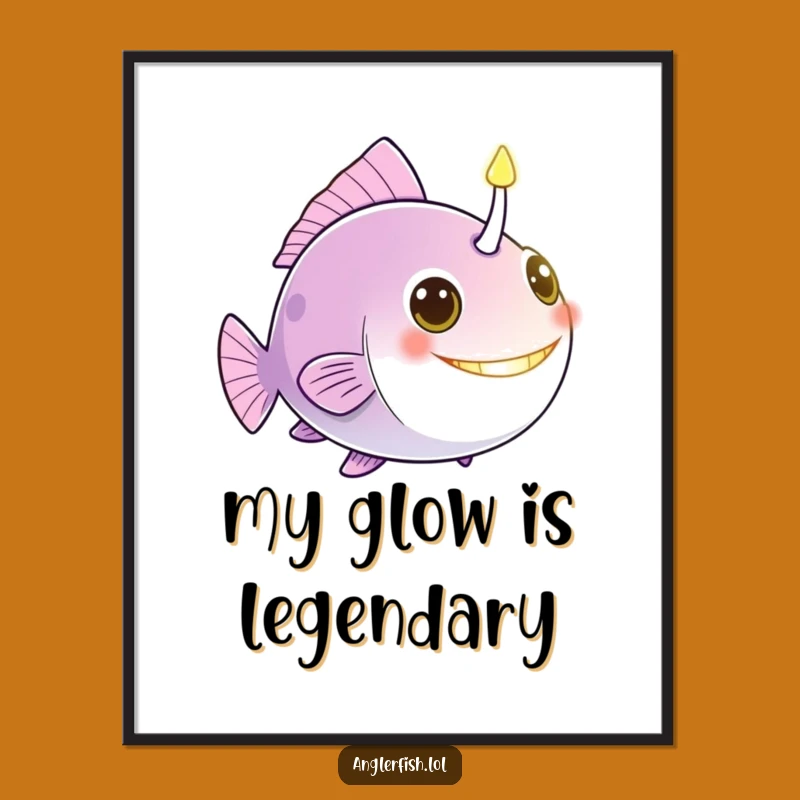 Funny Anglerfish Digital Art: Luminous Lure Glows, Humorous Ocean Decor