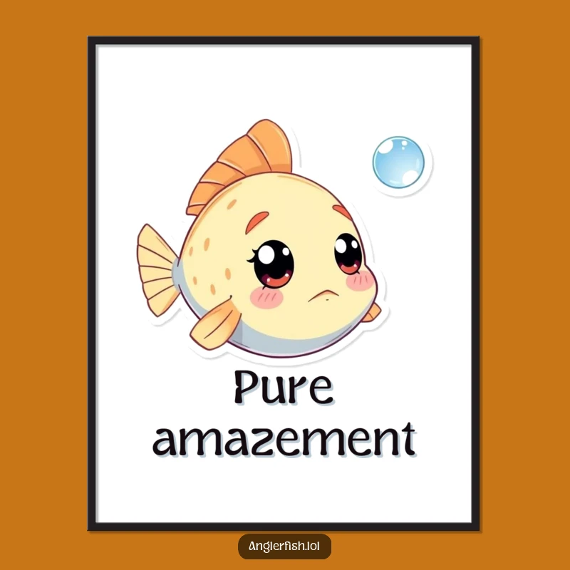 Funny Kawaii Anglerfish Digital Print: Amazed Deep-Sea Vibe, Instant Funny Gift