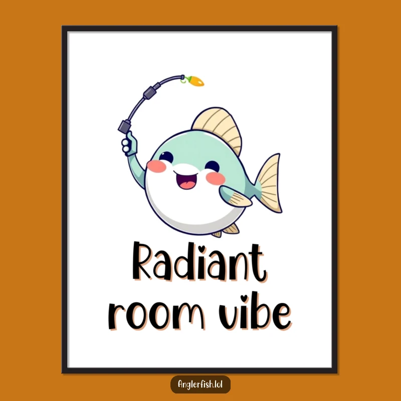 Funny Anglerfish Digital Art - Waving Lure Joyful Print, Instant Funny Gift