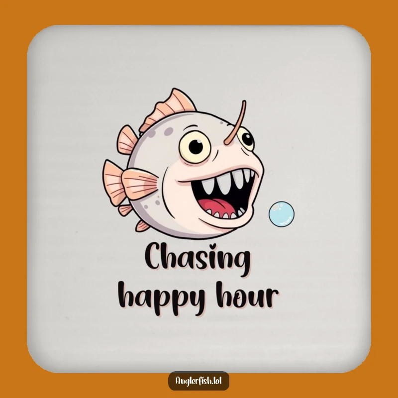 Funny Anglerfish Coaster: Joyful Bubble Chase, Humorous Drink Protection