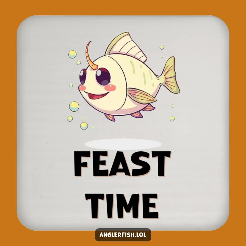 Funny Kawaii Anglerfish Coaster: Plankton Joy, Quirky Funny Gift