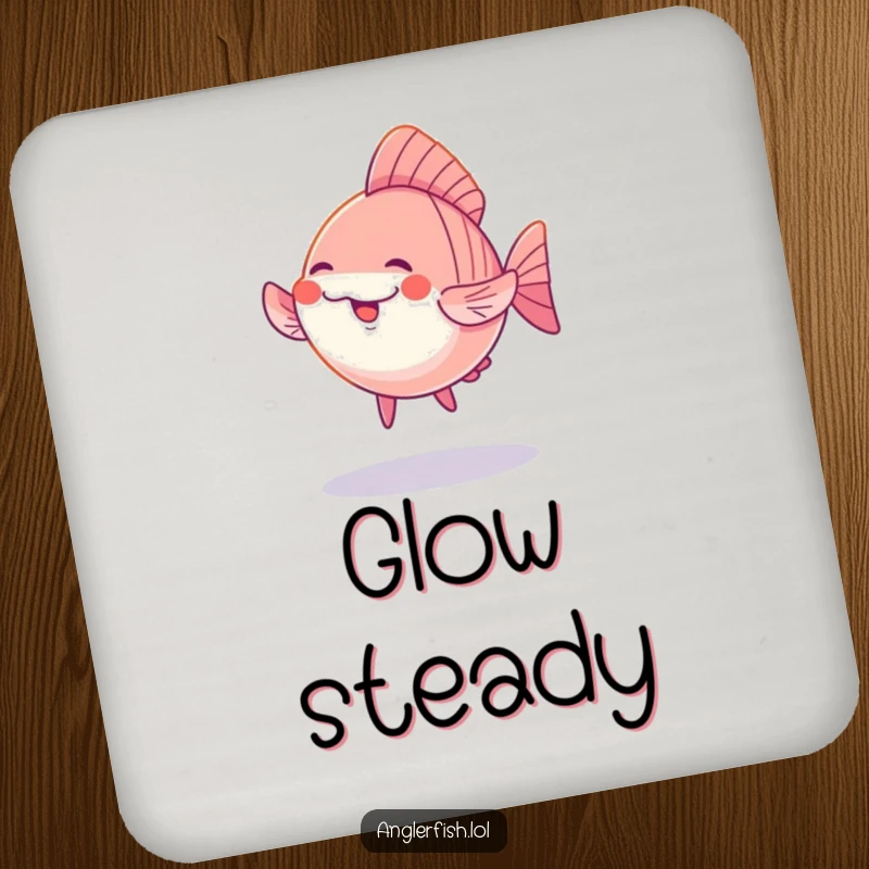 Funny Kawaii Anglerfish Drink Coaster: A cute anglerfish doing a silly dance under a soft glow, protecting surfaces with charm.