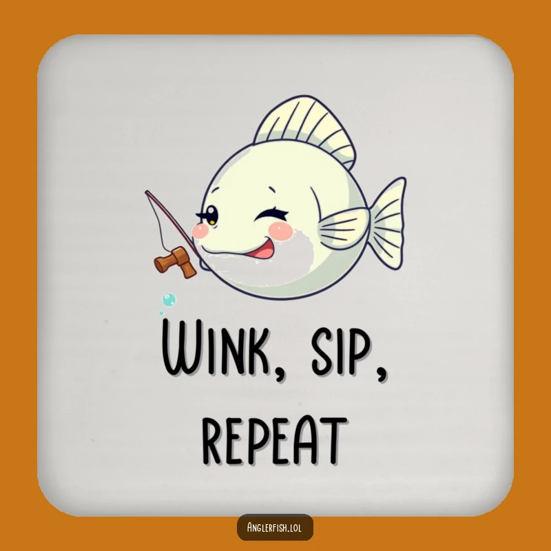 Funny Kawaii Anglerfish Winking Coaster, Tabletop Fisherman Humor Gift