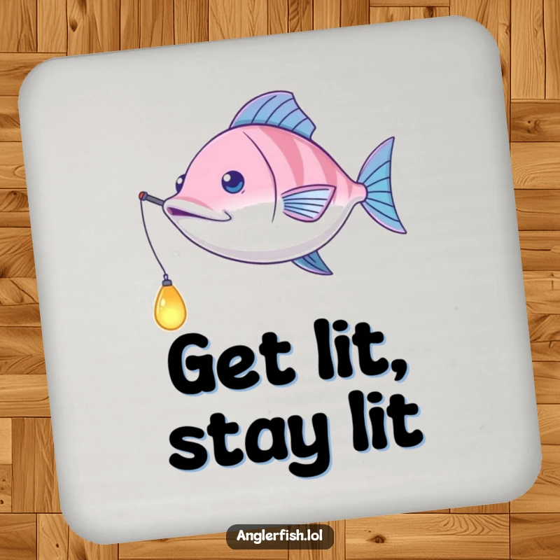 Funny Anglerfish Coaster: A coaster featuring a playful anglerfish swinging its bioluminescent lure, protecting your drink.