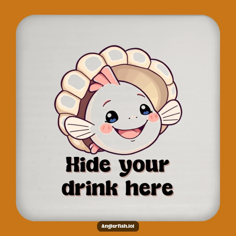 Funny Anglerfish Coaster: Playful Seashell Peek – Charming Table Protection Funny Gift