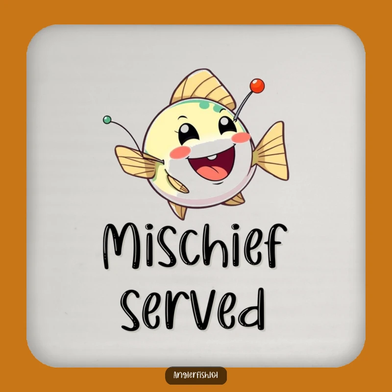 Funny Anglerfish Mischief Coaster Set: Protect Surfaces with Playful Deep-Sea Art