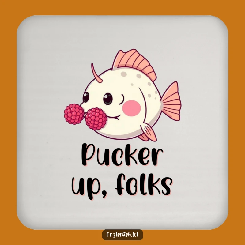 Funny Kawaii Anglerfish Raspberry Coaster, Tabletop Goofy Humor Gift