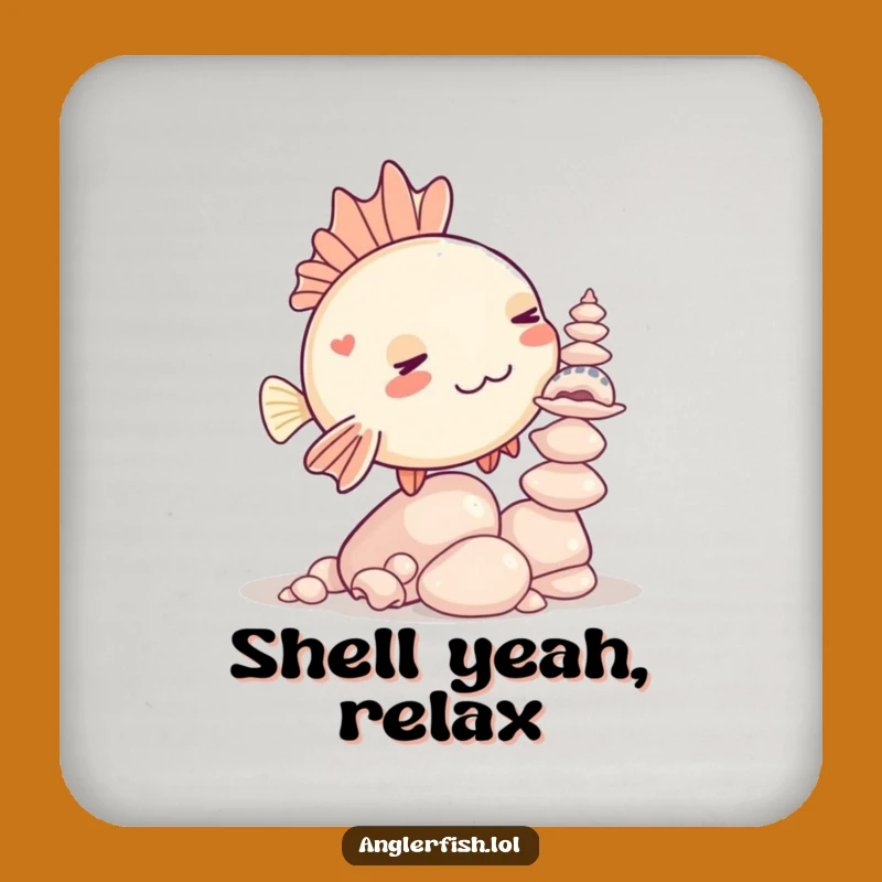 Funny Kawaii Anglerfish Seashell Balancing Coaster, Humorous Table Protection Gift