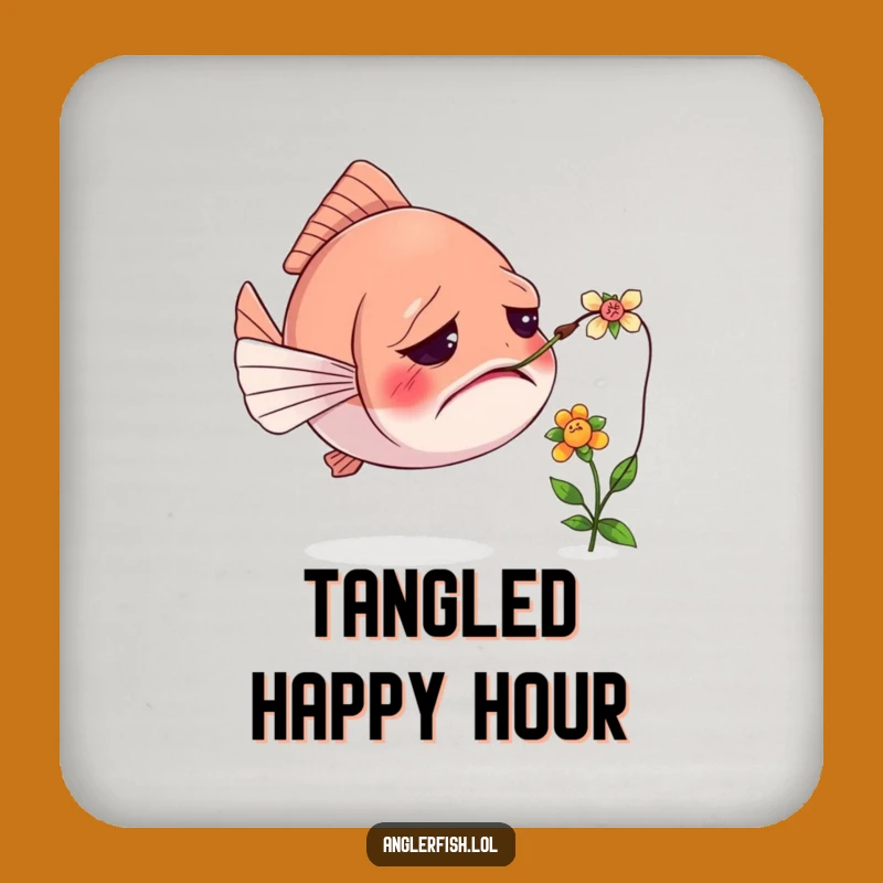 Funny Confused Anglerfish Coaster: Humorous Protection for Your Surfaces