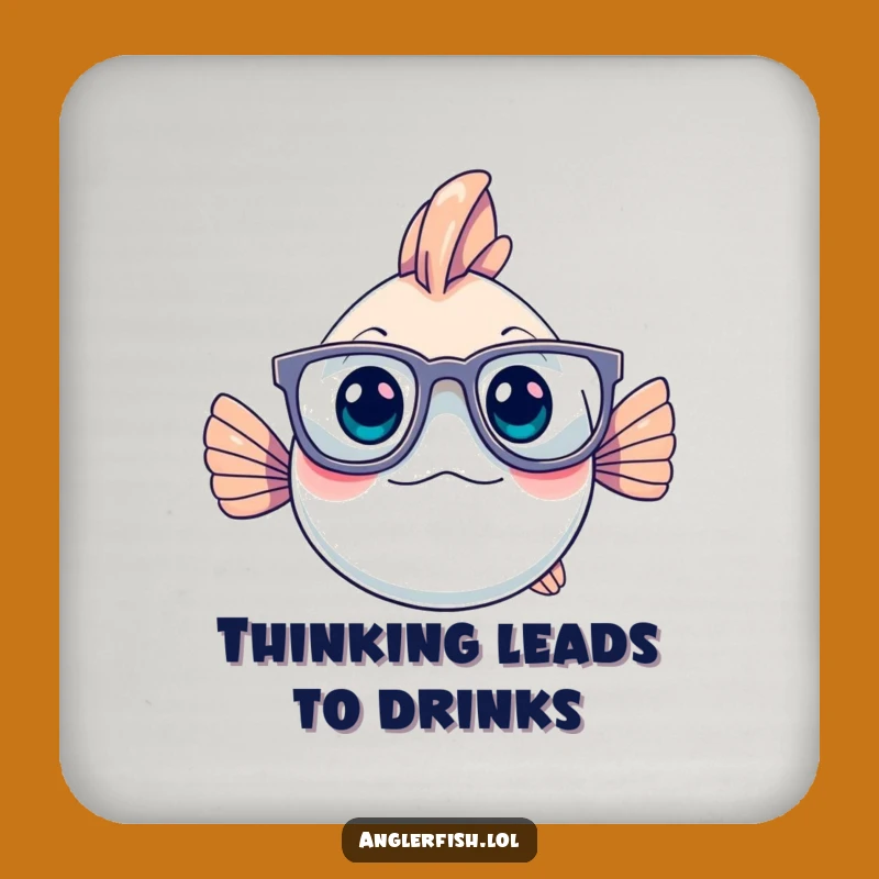 Elegant Funny Anglerfish Coaster - Smart Glasses, Humorous Gift for Table Protection