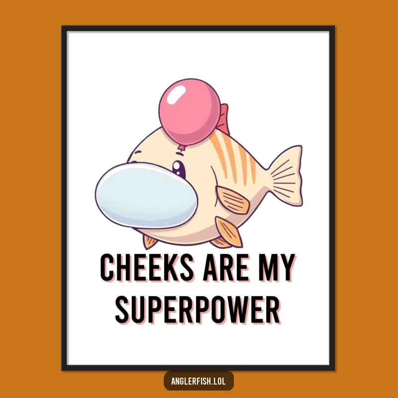Funny Anglerfish Balloon Cheeks Poster: Cheerful Art – Humorous Wall Decor Funny Gift