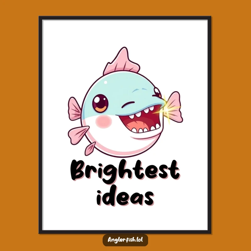 Funny Kawaii Anglerfish Poster: Bright Gasp Art, Whimsical Funny Gift Decor