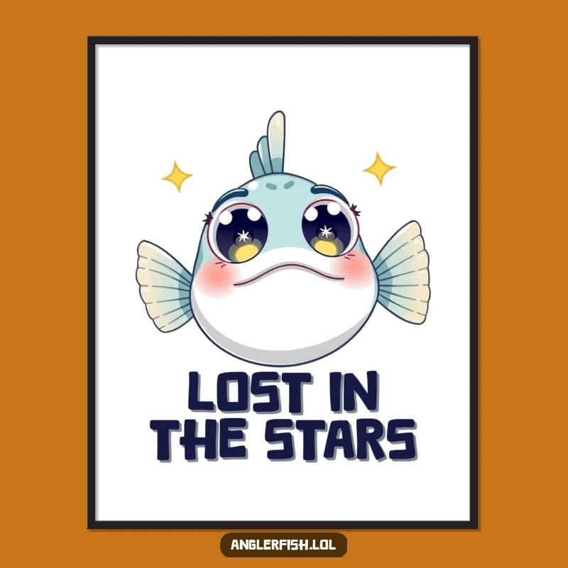 Funny Starry Anglerfish Poster: Wide-Eyed Deep Sea Art Gift